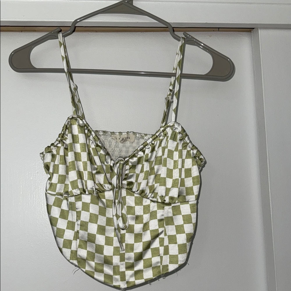La Hearts Olive Checkered Camisole